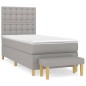vidaXL Boxspringbett mit Matratze Hellgrau 90x190 cm Stoff vidaXL Boxspringbett mit Matratze Hellgrau 90x190 cm Stoff