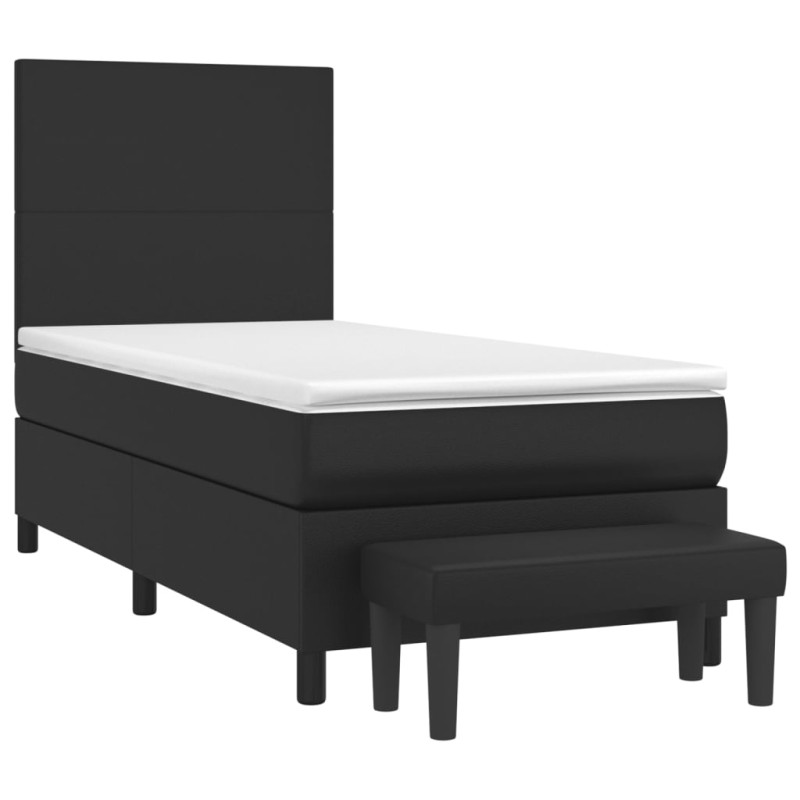 vidaXL Boxspringbett mit Matratze Schwarz 90x190 cm Kunstleder vidaXL Boxspringbett mit Matratze Schwarz 90x190 cm Kunstleder