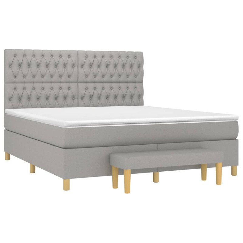 vidaXL Boxspringbett mit Matratze Hellgrau 180x200 cm Stoff vidaXL Boxspringbett mit Matratze Hellgrau 180x200 cm Stoff