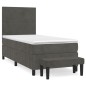 vidaXL Boxspringbett mit Matratze Dunkelgrau 100x200 cm Samt vidaXL Boxspringbett mit Matratze Dunkelgrau 100x200 cm Samt