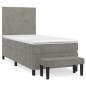 vidaXL Boxspringbett mit Matratze Hellgrau 80x200 cm Samt vidaXL Boxspringbett mit Matratze Hellgrau 80x200 cm Samt
