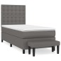 vidaXL Boxspringbett mit Matratze Grau 90x190 cm Kunstleder vidaXL Boxspringbett mit Matratze Grau 90x190 cm Kunstleder