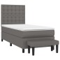 vidaXL Boxspringbett mit Matratze Grau 90x190 cm Kunstleder vidaXL Boxspringbett mit Matratze Grau 90x190 cm Kunstleder