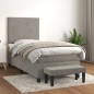 vidaXL Boxspringbett mit Matratze Hellgrau 90x200 cm Samt vidaXL Boxspringbett mit Matratze Hellgrau 90x200 cm Samt