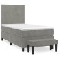 vidaXL Boxspringbett mit Matratze Hellgrau 90x200 cm Samt vidaXL Boxspringbett mit Matratze Hellgrau 90x200 cm Samt