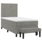 vidaXL Boxspringbett mit Matratze Hellgrau 90x200 cm Samt vidaXL Boxspringbett mit Matratze Hellgrau 90x200 cm Samt