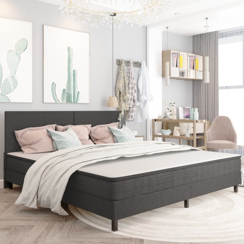 vidaXL Boxspring-Bettgestell Grau Stoff 200x200 cm vidaXL Boxspring-Bettgestell Grau Stoff 200x200 cm