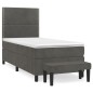 vidaXL Boxspringbett mit Matratze Dunkelgrau 100x200 cm Samt vidaXL Boxspringbett mit Matratze Dunkelgrau 100x200 cm Samt
