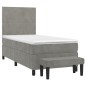 vidaXL Boxspringbett mit Matratze Hellgrau 100x200 cm Samt vidaXL Boxspringbett mit Matratze Hellgrau 100x200 cm Samt