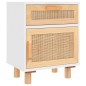 vidaXL Nachttische 2 Stk. Weiß Massivholz Kiefer und Natur-Rattan vidaXL Nachttische 2 Stk. Weiß Massivholz Kiefer und Natur-Rattan