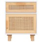 vidaXL Nachttische 2 Stk. Weiß Massivholz Kiefer und Natur-Rattan vidaXL Nachttische 2 Stk. Weiß Massivholz Kiefer und Natur-Rattan