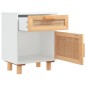 vidaXL Nachttische 2 Stk. Weiß Massivholz Kiefer und Natur-Rattan vidaXL Nachttische 2 Stk. Weiß Massivholz Kiefer und Natur-Rattan