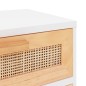 vidaXL Nachttische 2 Stk. Weiß Massivholz Kiefer und Natur-Rattan vidaXL Nachttische 2 Stk. Weiß Massivholz Kiefer und Natur-Rattan