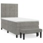 vidaXL Boxspringbett mit Matratze Hellgrau 90x200 cm Samt vidaXL Boxspringbett mit Matratze Hellgrau 90x200 cm Samt