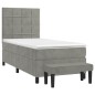 vidaXL Boxspringbett mit Matratze Hellgrau 90x200 cm Samt vidaXL Boxspringbett mit Matratze Hellgrau 90x200 cm Samt
