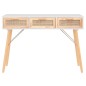 vidaXL Konsolentisch Weiß 105x30x75 cm Massivholz Kiefer Natur-Rattan vidaXL Konsolentisch Weiß 105x30x75 cm Massivholz Kiefer Natur-Rattan