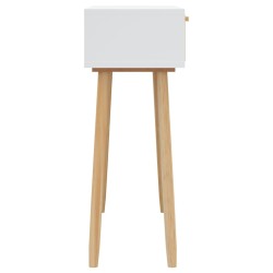vidaXL Konsolentisch Weiß 80x30x75 cm Massivholz Kiefer Natur-Rattan