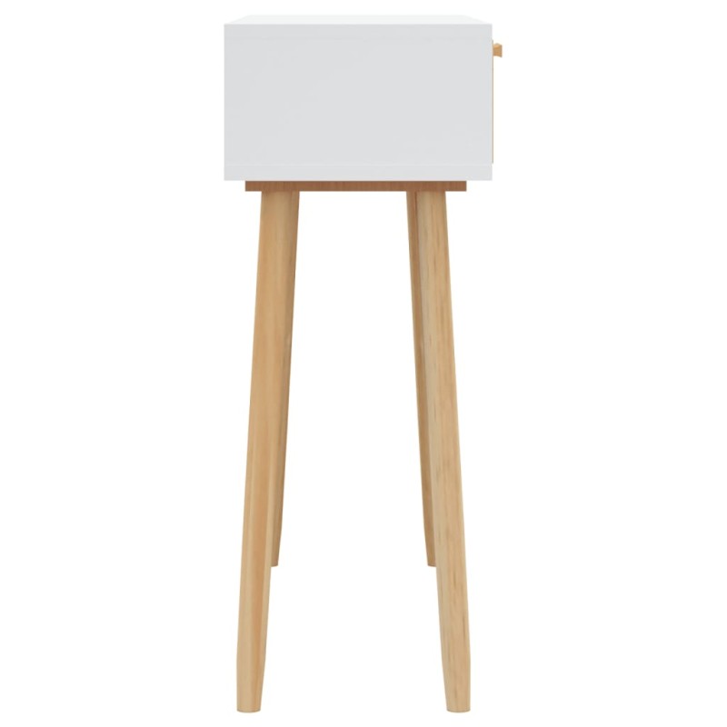 vidaXL Konsolentisch Weiß 80x30x75 cm Massivholz Kiefer Natur-Rattan vidaXL Konsolentisch Weiß 80x30x75 cm Massivholz Kiefer Natur-Rattan