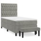 vidaXL Boxspringbett mit Matratze Hellgrau 90x190 cm Samt vidaXL Boxspringbett mit Matratze Hellgrau 90x190 cm Samt
