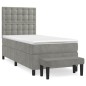 vidaXL Boxspringbett mit Matratze Hellgrau 90x190 cm Samt vidaXL Boxspringbett mit Matratze Hellgrau 90x190 cm Samt