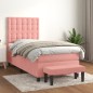 vidaXL Boxspringbett mit Matratze Rosa 100x200 cm Samt vidaXL Boxspringbett mit Matratze Rosa 100x200 cm Samt