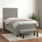 vidaXL Boxspringbett mit Matratze Hellgrau 80x200 cm Samt vidaXL Boxspringbett mit Matratze Hellgrau 80x200 cm Samt