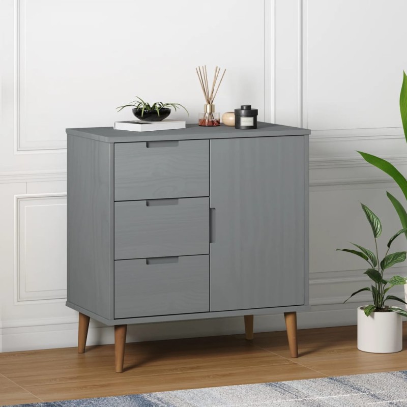 vidaXL Sideboard MOLDE Grau 76,5x40x80 cm Massivholz Kiefer vidaXL Sideboard MOLDE Grau 76,5x40x80 cm Massivholz Kiefer