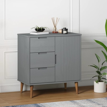 vidaXL Sideboard MOLDE Grau 76,5x40x80 cm Massivholz Kiefer