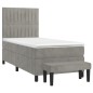 vidaXL Boxspringbett mit Matratze Hellgrau 100x200 cm Samt vidaXL Boxspringbett mit Matratze Hellgrau 100x200 cm Samt