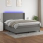 vidaXL Boxspringbett mit Matratze & LED Dunkelgrau 180x200 cm Stoff vidaXL Boxspringbett mit Matratze & LED Dunkelgrau 180x200 cm Stoff