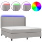 vidaXL Boxspringbett mit Matratze & LED Hellgrau 180x200 cm Stoff vidaXL Boxspringbett mit Matratze & LED Hellgrau 180x200 cm Stoff