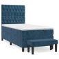 vidaXL Boxspringbett mit Matratze Dunkelblau 100x200 cm Samt vidaXL Boxspringbett mit Matratze Dunkelblau 100x200 cm Samt