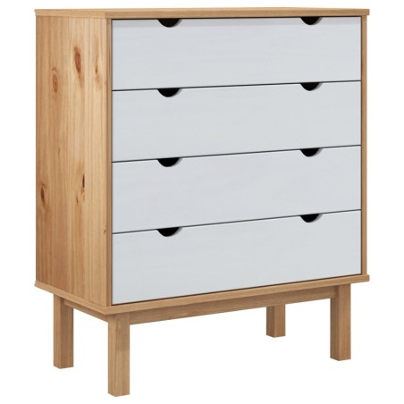 vidaXL Schubladenschrank OTTA Braun&Weiß 76,5x39,5x90 cm Massivholz