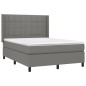 vidaXL Boxspringbett mit Matratze & LED Dunkelgrau 140x190 cm Stoff vidaXL Boxspringbett mit Matratze & LED Dunkelgrau 140x190 cm Stoff