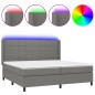 vidaXL Boxspringbett mit Matratze & LED Dunkelgrau 200x200 cm Stoff vidaXL Boxspringbett mit Matratze & LED Dunkelgrau 200x200 cm Stoff