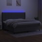 vidaXL Boxspringbett mit Matratze & LED Dunkelgrau 200x200 cm Stoff vidaXL Boxspringbett mit Matratze & LED Dunkelgrau 200x200 cm Stoff