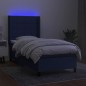 vidaXL Boxspringbett mit Matratze & LED Blau 90x190 cm Stoff vidaXL Boxspringbett mit Matratze & LED Blau 90x190 cm Stoff