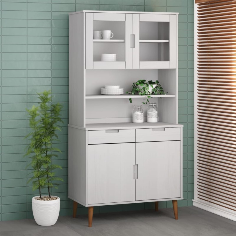 vidaXL Highboard-Oberteil MOLDE Weiß 90x35x100 cm Massivholz Kiefer vidaXL Highboard-Oberteil MOLDE Weiß 90x35x100 cm Massivholz Kiefer