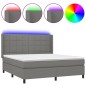 vidaXL Boxspringbett mit Matratze & LED Dunkelgrau 160x200 cm Stoff vidaXL Boxspringbett mit Matratze & LED Dunkelgrau 160x200 cm Stoff