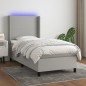 vidaXL Boxspringbett mit Matratze & LED Hellgrau 80x200 cm Stoff vidaXL Boxspringbett mit Matratze & LED Hellgrau 80x200 cm Stoff