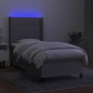 vidaXL Boxspringbett mit Matratze & LED Hellgrau 100x200 cm Stoff vidaXL Boxspringbett mit Matratze & LED Hellgrau 100x200 cm Stoff