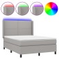 vidaXL Boxspringbett mit Matratze & LED Hellgrau 140x200 cm Stoff vidaXL Boxspringbett mit Matratze & LED Hellgrau 140x200 cm Stoff