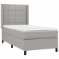 vidaXL Boxspringbett mit Matratze & LED Hellgrau 90x190 cm Stoff vidaXL Boxspringbett mit Matratze & LED Hellgrau 90x190 cm Stoff
