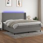vidaXL Boxspringbett mit Matratze & LED Dunkelgrau 200x200 cm Stoff vidaXL Boxspringbett mit Matratze & LED Dunkelgrau 200x200 cm Stoff