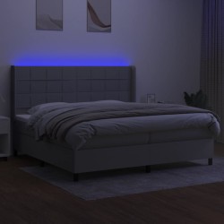 vidaXL Boxspringbett mit Matratze & LED Hellgrau 200x200 cm Stoff 