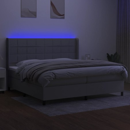 vidaXL Boxspringbett mit Matratze & LED Hellgrau 200x200 cm Stoff 