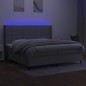 vidaXL Boxspringbett mit Matratze & LED Hellgrau 200x200 cm Stoff vidaXL Boxspringbett mit Matratze & LED Hellgrau 200x200 cm Stoff