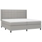 vidaXL Boxspringbett mit Matratze & LED Hellgrau 200x200 cm Stoff vidaXL Boxspringbett mit Matratze & LED Hellgrau 200x200 cm Stoff