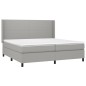 vidaXL Boxspringbett mit Matratze & LED Hellgrau 200x200 cm Stoff vidaXL Boxspringbett mit Matratze & LED Hellgrau 200x200 cm Stoff