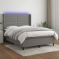 vidaXL Boxspringbett mit Matratze & LED Dunkelgrau 140x200 cm Stoff vidaXL Boxspringbett mit Matratze & LED Dunkelgrau 140x200 cm Stoff